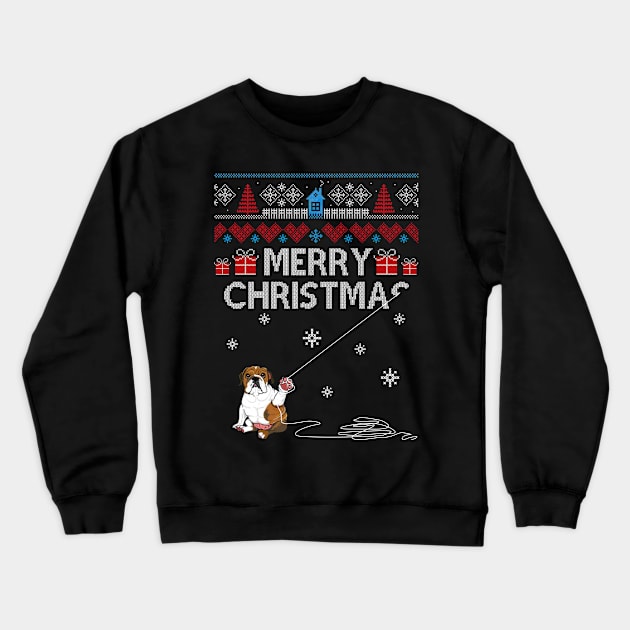 Merry Christmas Funny Naughty Bulldog Crewneck Sweatshirt by Simpsonfft